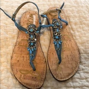Sam Edelman Blue Jeweled Sandals